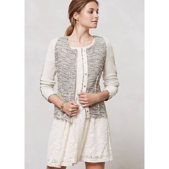 Anthropologie Jackets & Blazers - Cartonnier Ivory Glimmer Tweed Jacket